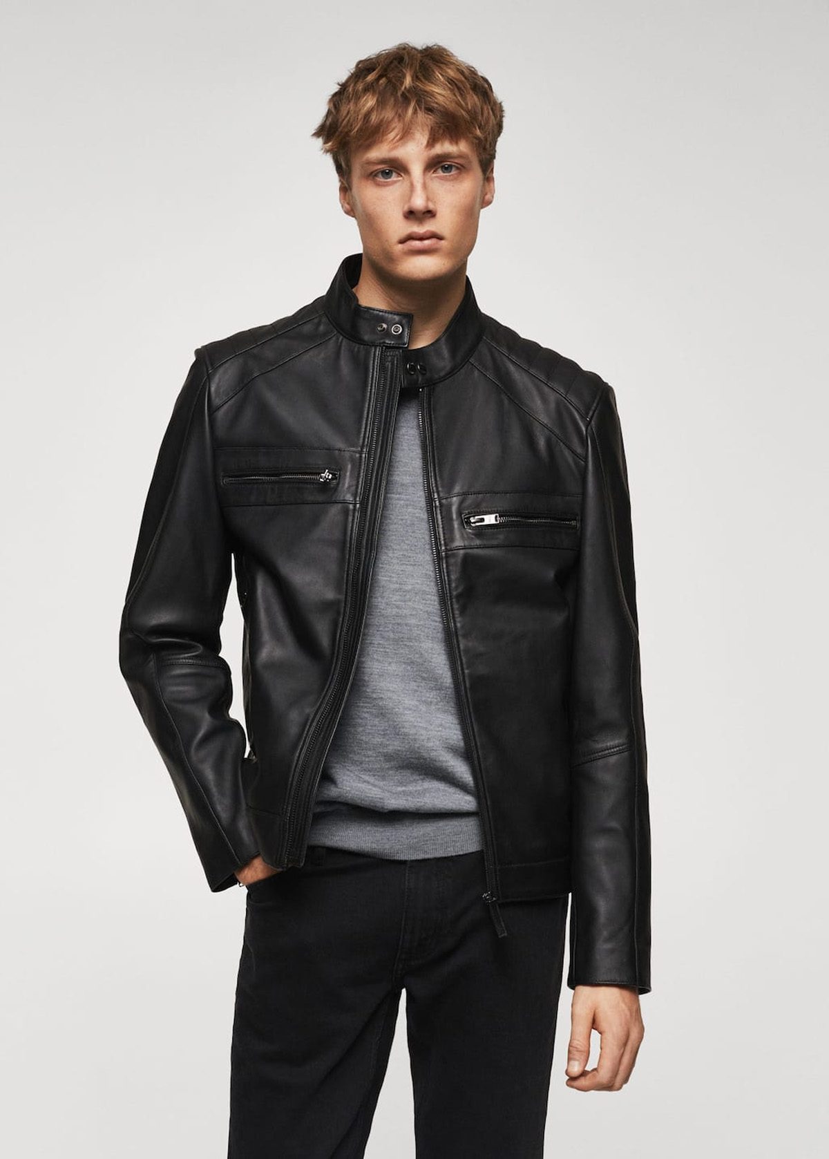 Leather biker jacket